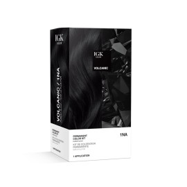 IGK Permanent Hair Dye Color Kit | 1NA Volcanic - Purest Black | 100% Gray Color Coverage + Strengthen + Shine | Ammonia Free