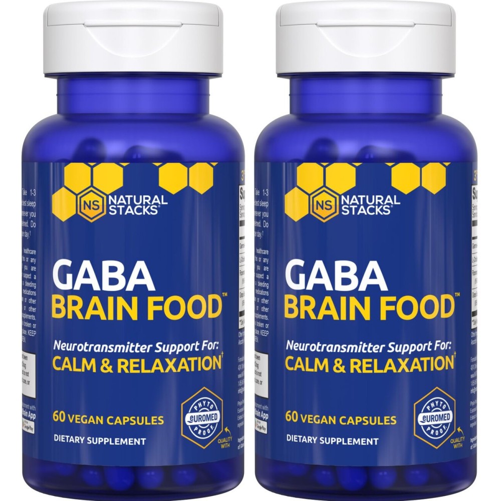 GABA Brain Food - GABA Supplement with L-Citrulline & Grape Seed Extract - Supports Calm & Relaxation - Nighttime Sleep Aid - Supports Production of Gamma Aminobutyric Acid - 120 L-Citrulline Capsules