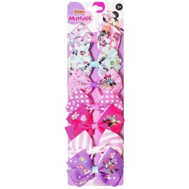 Disney Minnie Mouse Hair Bows - Hair Accessories Gift Set - Minnie Hair Bow - 7 Pcs 4 Inch Bundle - Hair Bows for Girls - Minnie on each clip - Alligator Clip - Ages 3 +