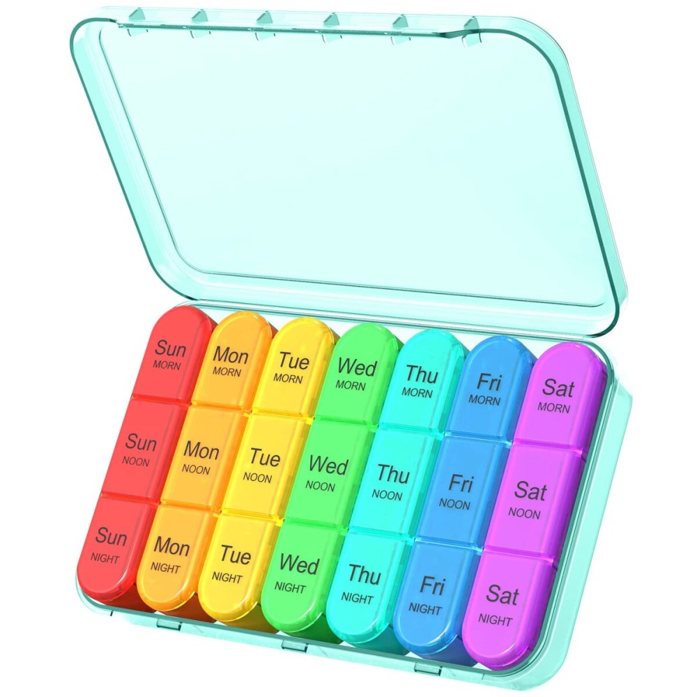 Pill Organizer 3 Times a Day, Weekly Pill Organizer 3x a Day, Pill Box 7 Day, Daily Pill Box Organizer, Travel Container Pill Cases Organizers 7 Day, Medicine Organizer to Hold Vitamins and Medication