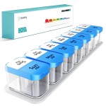 Daviky Large Pill Organizer 2 Times a Day - XL Pill Box 7 Day, Big Vitamin Holder with 7 Detachable AM/PM Compartments, Big Supplement Container for Weekly or Daily Use (Blue)