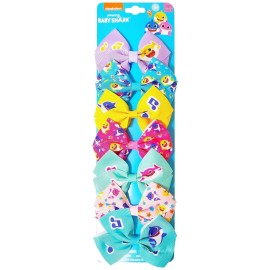 Baby Shark Kids Hair Bows - Hair Accessories Gift Set - 7 Pcs 4 Inch Bundle for Girls - Different Character on each Clip - Alligator Clip - Ages 3 +