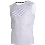 COOLOMG Youth Baseball Padded Shirt Kids Chest Protector Rib Heart Guard Sternum Protection for Football Softball Lacrosse Goalies Pure White M