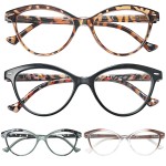 HEEYYOK 3.75 Readers For Women Small Face Womens Reading Glasses Cat Eye 4-Pack Cheaters Reading Glasses Comfort Spring Hinge