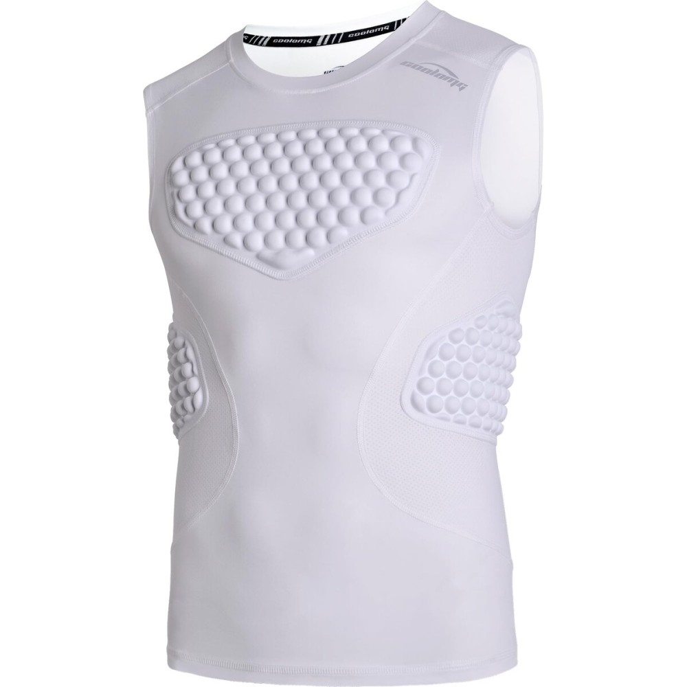 COOLOMG Youth Baseball Padded Shirt Kids Chest Protector Rib Heart Guard Sternum Protection for Football Softball Lacrosse Goalies Pure White XS