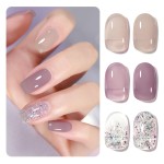 GAOY Gel Nail Polish Kit, 3 Colors 16ml Jelly Nude Purple Gray Glitter, Sheer Soak Off UV Gel Polish Set - Wild Orchids