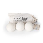 Friendsheep Wool Dryer Balls, Organic Reusable Fabric Softener Alternative for Laundry, Handmade, Fair Trade, Hypoallergenic, Eco-Friendly, Plastic-Free (3 Pack XL - White Trio)