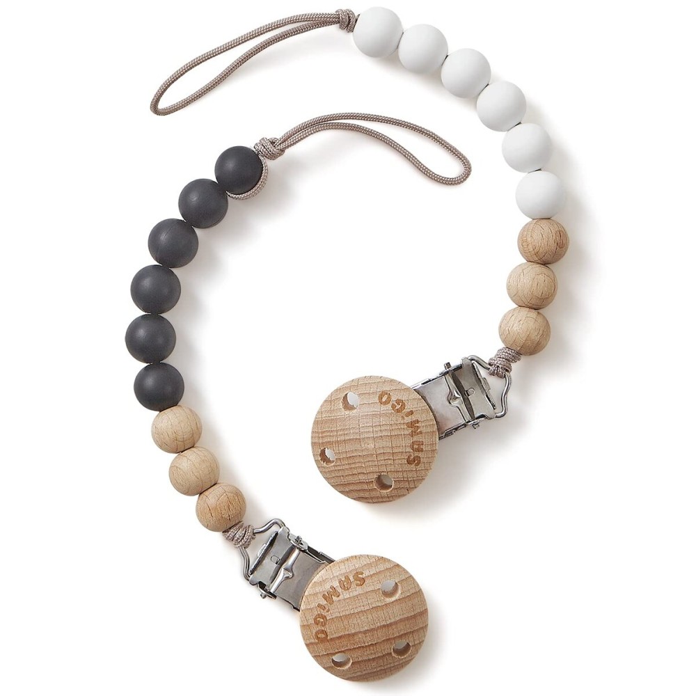 SAMiGO Silicone Pacifier Clips Holders Paci Binky Clips for Baby Boys and Girls - 2 Pack