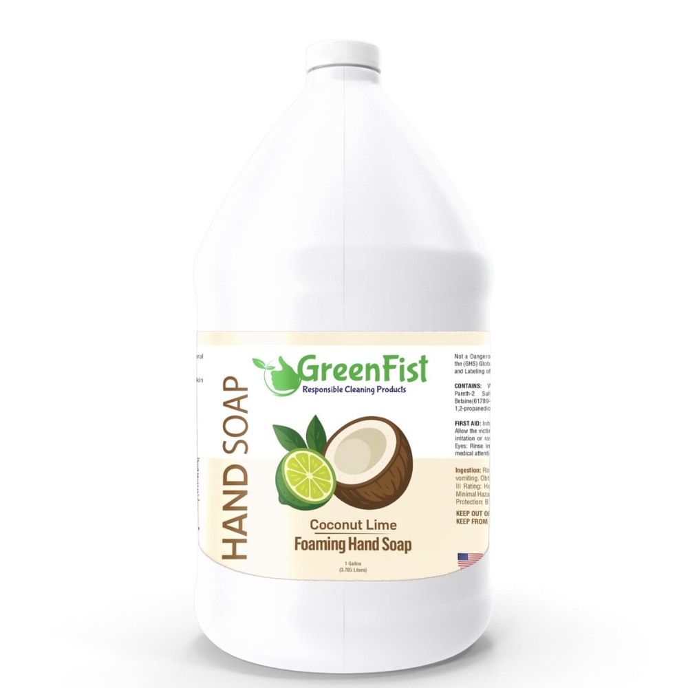 GreenFist Foaming Hand Soap Refills Coconut Lime Scent Jug Foam Refill Made in USA, 128 ounce (1 Gallon)