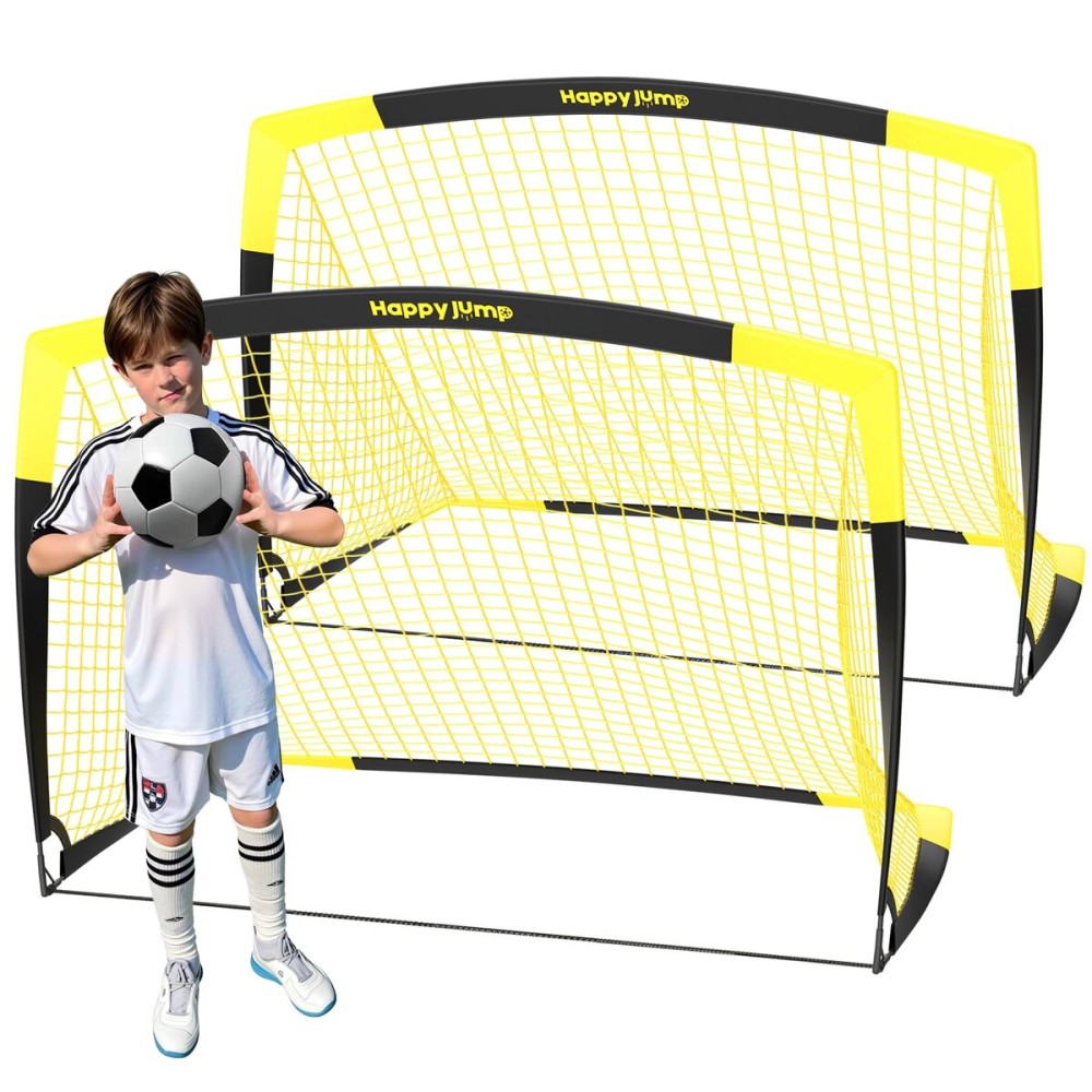 Happy Jump Soccer Goal Pop Up Foldable Soccer Net for Backyard, 2 Set (5X3.6 FT, 2 Set)