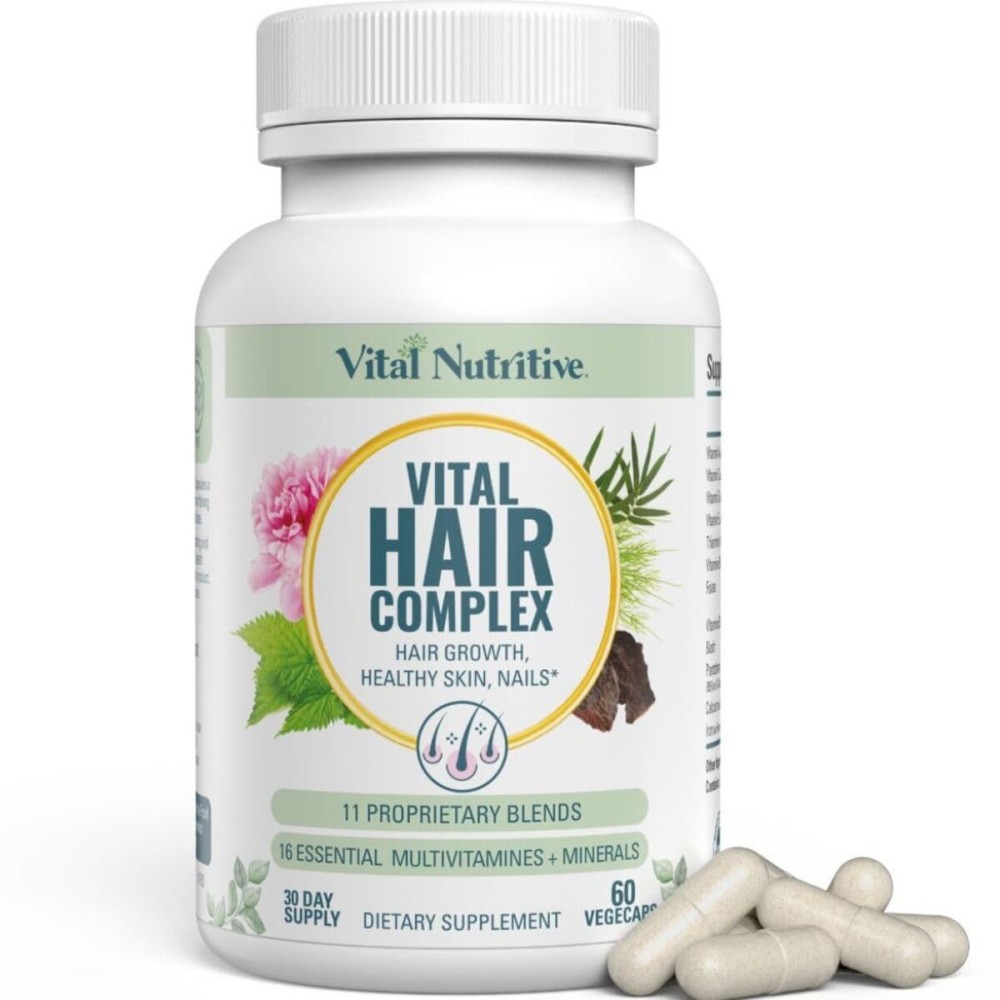 VITAL NUTRITIVE Vital Hair Complex - Biotin & Vitamin B Hair Vitamins for Women & Men - Supports Healthy Hair, Skin & Nails - Hormone-Free, Gluten-Free - Hair Supplement for Women & Men
