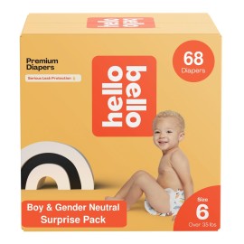 Hello Bello Premium Baby Diapers Size 6 I 68 Count of Disposable, Extra-Absorbent, Hypoallergenic, and Eco-Friendly Baby Diapers with Snug and Comfort Fit I Surprise Boy Patterns