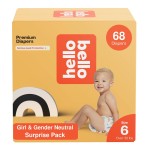 Hello Bello Premium Baby Diapers Size 6 I 17 Count (Pack of 4) of Disposable, Extra-Absorbent, Hypoallergenic, and Eco-Friendly Baby Diapers with Snug and Comfort Fit I Surprise Girl Patterns