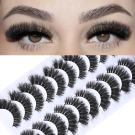 FARRED Short Lashes Fluffy Wispy Eyelashes Natural Mink Curly Lash that Looks Like Extensions 16mm Dramatic Russian Cat Eye Lashes Pack Small Curled Pestaas
