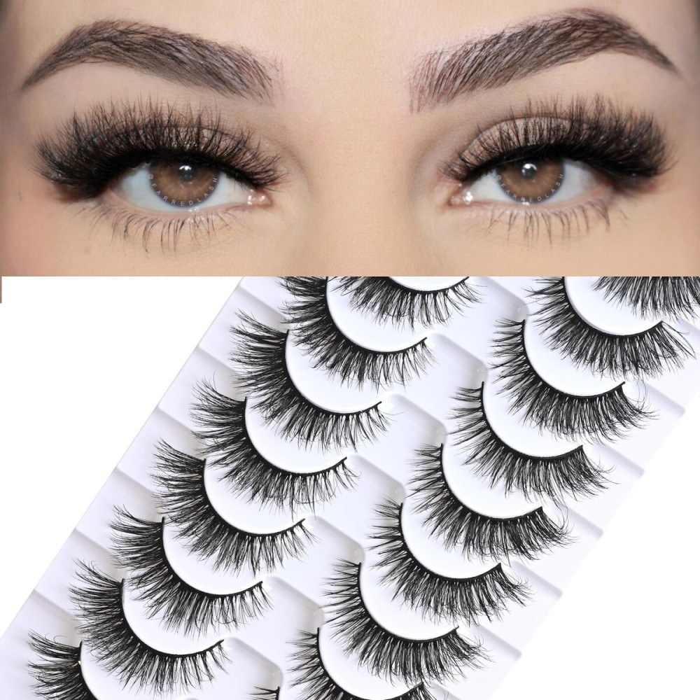 FARRED Natural Lashes Short False Eyelashes Wispy Mink Eye Lash Fluffy Wispies Eyelash Natural Look 10 Pairs Fake Lashes Pack Volume Lash Strips Pestaas