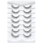 3D Clear Band False EyeLashes Natural Look Cat Eye Wispy Fake lashes Short Supernatural Cross Soft Reusable Lashes 7 Pairs-Happy Heartbeat(No.210)