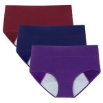 POKARLA Women\'s Incontinence Underwear High Absorbency Period Cotton Underwear Heavy Flow Leakproof Panties Postpartum Menstrual Protective Briefs 3 Pack