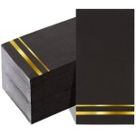 BUCLA 100-Count 3-Ply Black and Gold Napkins - Black Paper Dinner Napkins Disposable Premium Quality, Disposable Soft, Absorbent for Party, Wedding, Kitchen&New Year