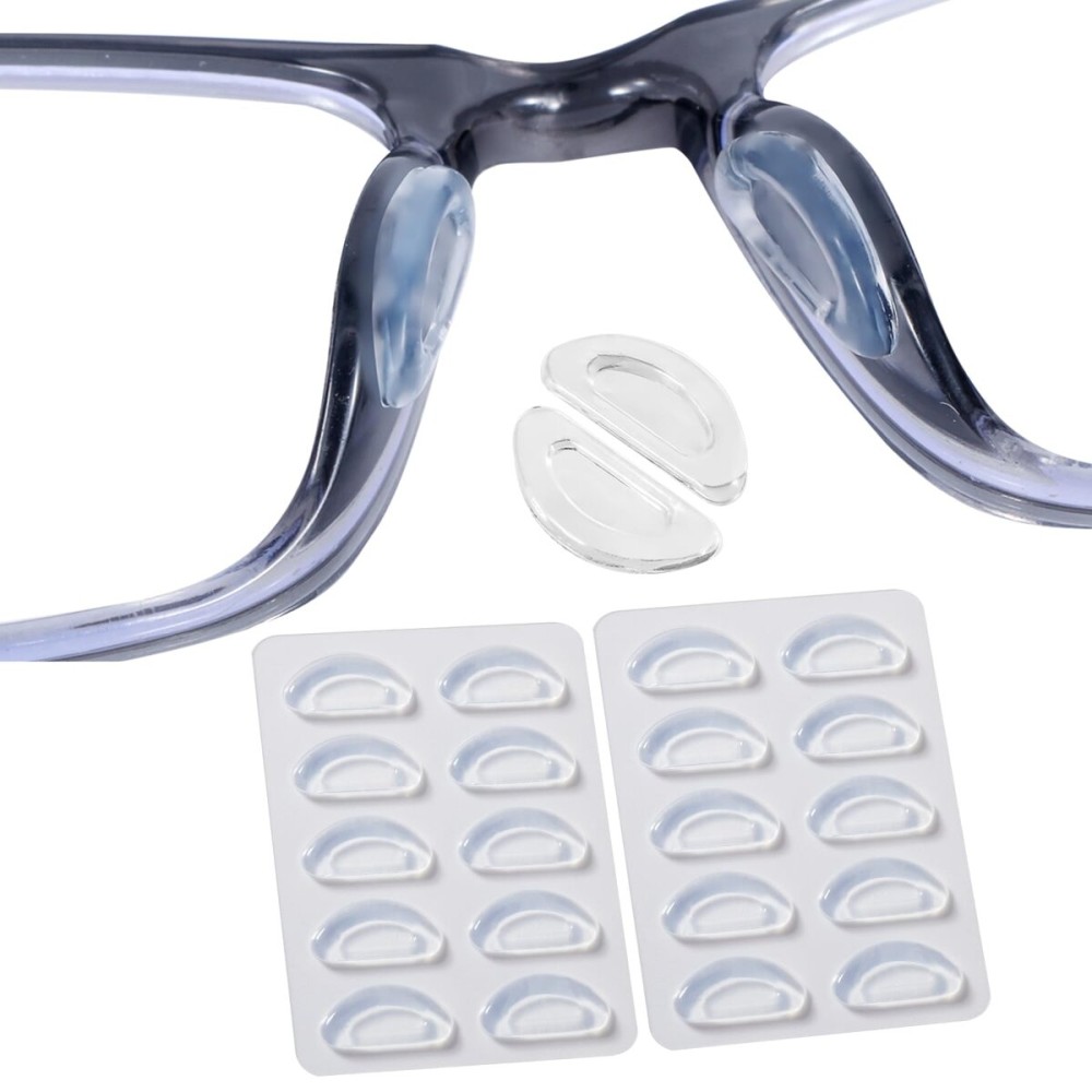 Eyeglass Nose Pads, Anti Slip Nose Pads for Glasses with Super Sticky Backing, Soft Silicone Adhesive Glasses Nose Pad (10 Clear Pairs)