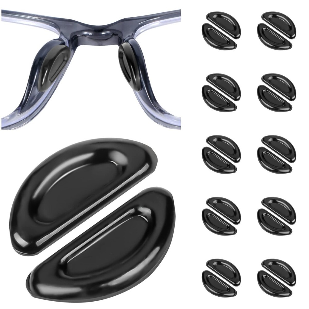 Eyeglass Nose Pads, Anti Slip Nose Pads for Glasses with Super Sticky Backing, Soft Silicone Adhesive Glasses Nose Pad (10 Black Pairs)