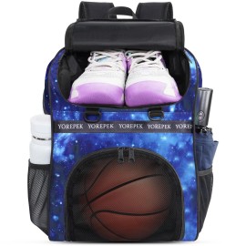 YOREPEK Basketball Bag, Large Basketball Backpack with Shoe Compartment and Ball Holder for daughter son, Water Resistant for Sport Training Equipment Fits Volleyball Gym Blue
