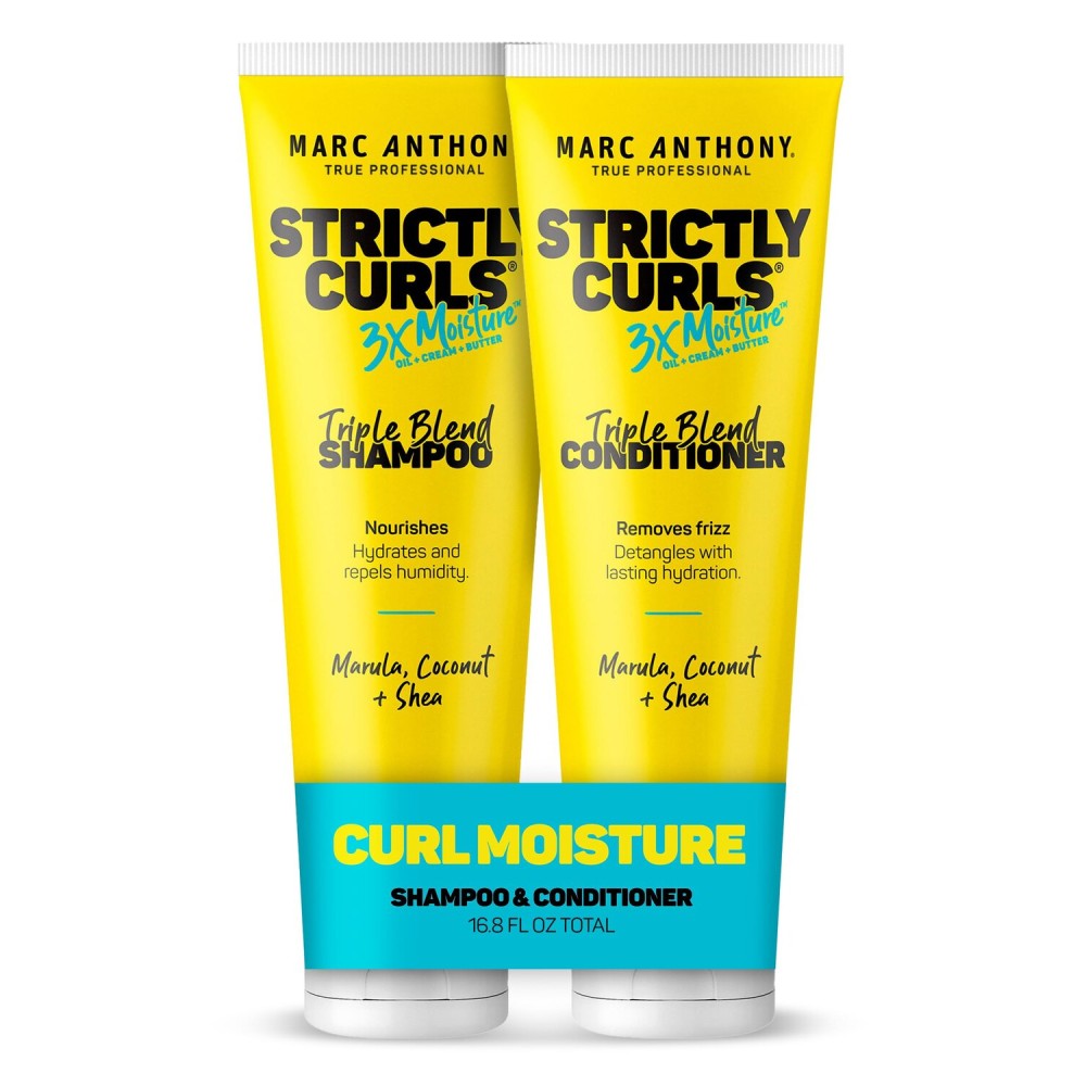 Marc Anthony Strictly Curls 3x Moisture Deep Shampoo & Conditioner for Curl Defining & Anti Frizz - Shea Butter, Marula Oil, Aloe & Coconut Oil - Sulfate Free Color Safe for Dry Damaged Curly Hair