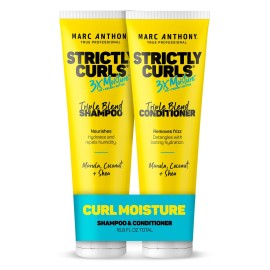 Marc Anthony Strictly Curls 3x Moisture Deep Shampoo & Conditioner for Curl Defining & Anti Frizz - Shea Butter, Marula Oil, Aloe & Coconut Oil - Sulfate Free Color Safe for Dry Damaged Curly Hair