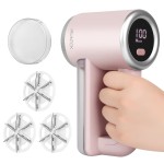 iRUNTEK Rechargeable Fabric Shaver3-Speed Lint Shaver with LED Display & Large Lint BinSweater Shavers to Remove Pilling & FuzzLint Remover for Clothes & Furniture with Type-C Fast Charging, Pink