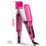Terviiix Flat Iron Hair Straightener, 2 Inch Widest Ceramic Flat Iron for Hair, Professional Straightening Irons with Adjustable Temp, Fast Styling for Silky Smooth Hair, Dual Voltage, Auto Off, Pink