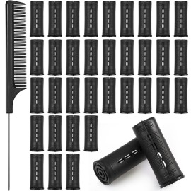 WILLBOND 36 Pieces Cold Wave Rod Hair Perm Rods Hair Rollers Perming Curlers with Steel Rat Tail Comb for Hairdressing Styling