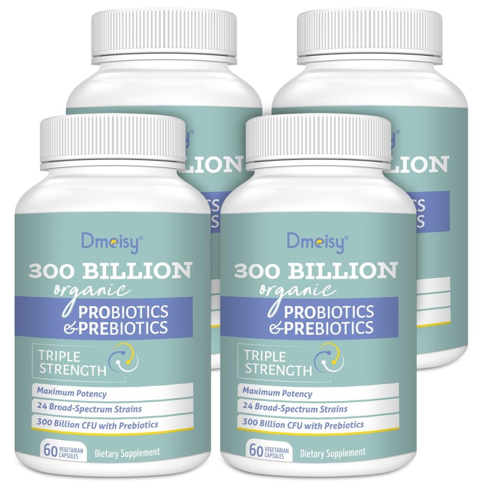 Probiotics for Women and Men, 300 Billion CFU 24 Strains Probiotics + 15 Organic Herbs Prebiotics Blend, Shelf Stable Gut Health Supplement for Digestive Immune & Whole-Body Health, 8 Month Supply