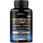 Magnesium Supplement - 5 in 1 Complex | Glycinate | Citrate | Malate | Taurate | Oxide - Made in USA - Stress, Muscle & Heart Support - Vegan, Natural, Non-GMO - 180 Capsules, 2 Month Supply