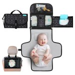 Kopi Baby Portable Diaper Changing Pad - Baby Diaper Changer Travel Bag with Wipes Pocket, Smart Design Portable Changing Mat, Infant Travel Station Kit, Gift for Newborn Girl & Boy - Black Arrows