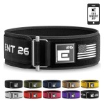 Self-Locking Weight Lifting Belt - Premium Weightlifting Belt for Serious Functional Fitness, Power Lifting, and Olympic Lifting Athletes - Training Belts for Men and Women (Small, Black Custom Patch)