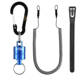 SF Strongest Magnetic Release Holder with Coiled Lanyard Aluminum Alloy Hook - Blue