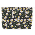 Makeup Bags for Purse Zipper Cosmetic Pouch Large Travel Canvas Make Up Organizer Tool Pouch for Women and Girls,Daisy Black