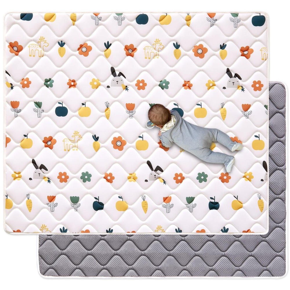 Odorless Premium Foam Baby Play Mat 50 x 50, Soft Microfiber Fabric Crawling Mat for Floor- Comfortable and Hypoallergenic, Non-Slip Cushioned Floor Playpen mat for Infants,Babies,Toddlers
