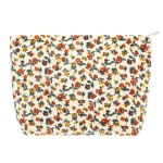 PAZIMIIK Makeup Bag Large Zipper Corduroy Make Up Pouch for Purse Travel Canvas Cosmetic Organizer for Women Brush Storage,Floral White