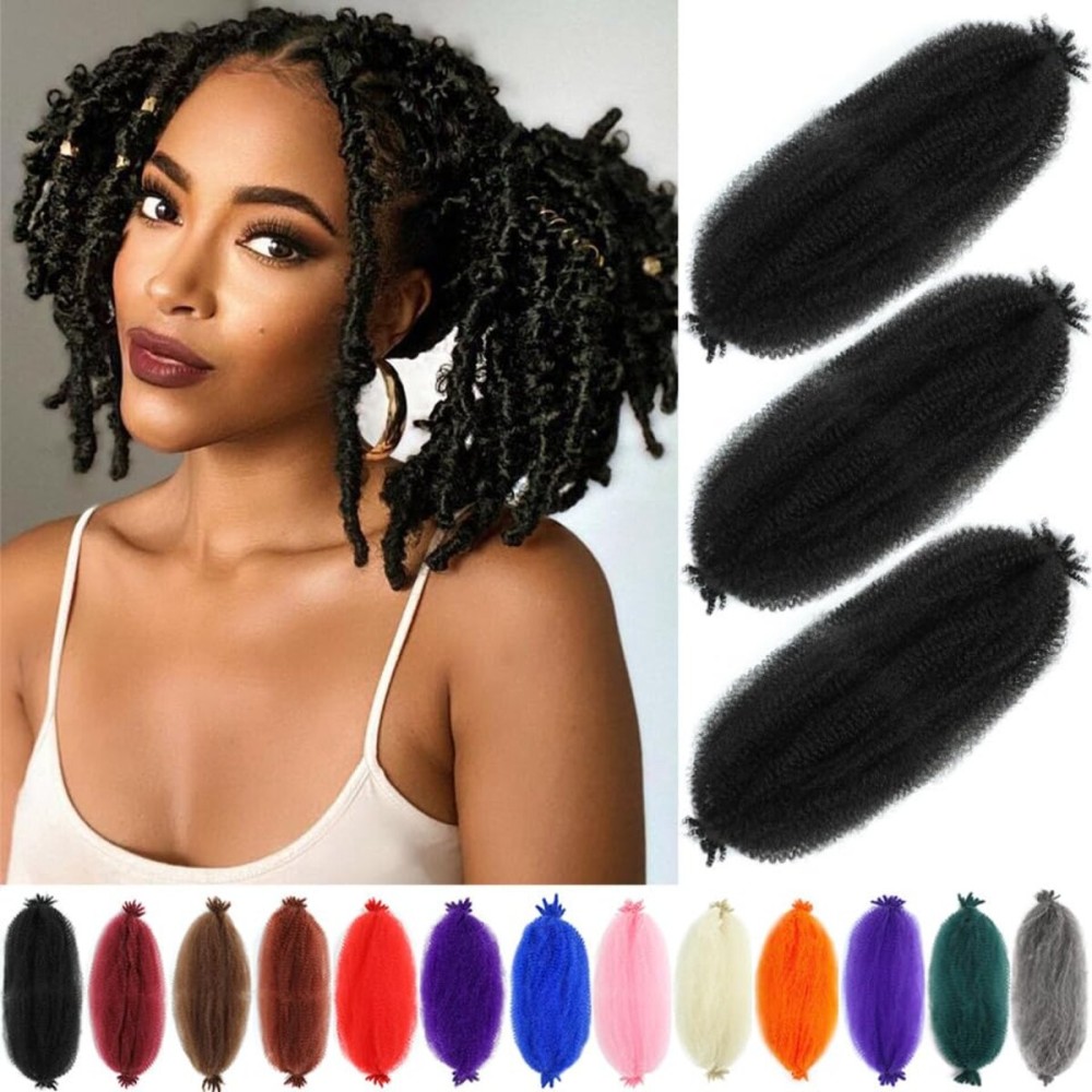 Marley Twist Braiding Hair 12 Inch 3 Packs, Springy Afro Twist Hair Pre Fluffed Spring Twist Hair Pre Separated Wrapping Hair for Soft Locs Hair Extensions (12 Inch (Pack of 3), 1B)