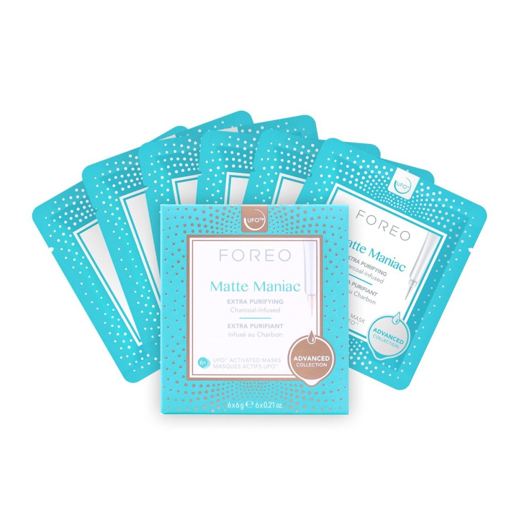 FOREO Matte Maniac Advanced Collection 2.0 UFO-Activated Facial Mask - Hydrating Facial - Beauty & Personal Care - Witch Hazel & Charcoal - For All Skin Types & Blemish-prone - Oily Skin - 6 pcs