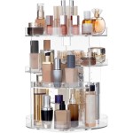 HBlife 360 Rotating Makeup Organizer Plus Size Adjustable Carousel Large Capacity Revolving Perfume Organizer Skincare Organizers Cosmetic Storage Spinning Holder for Vanity, Clear