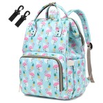 Yusudan Flamingo Diaper Bag Backpack for Baby Girls, Mom Waterproof Large Nappy Bags for Women (Green)