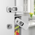 BECOMTO 5 Pack Childproof Refrigerator Lock,Baby Safety Fridge Door Lock,Freezer Lock Apply to Max 1(25mm) Sealing Strip,Cabinet Cupboard Lock for Toddlers,Easy to Install,No Tools Need or Drill,Grey