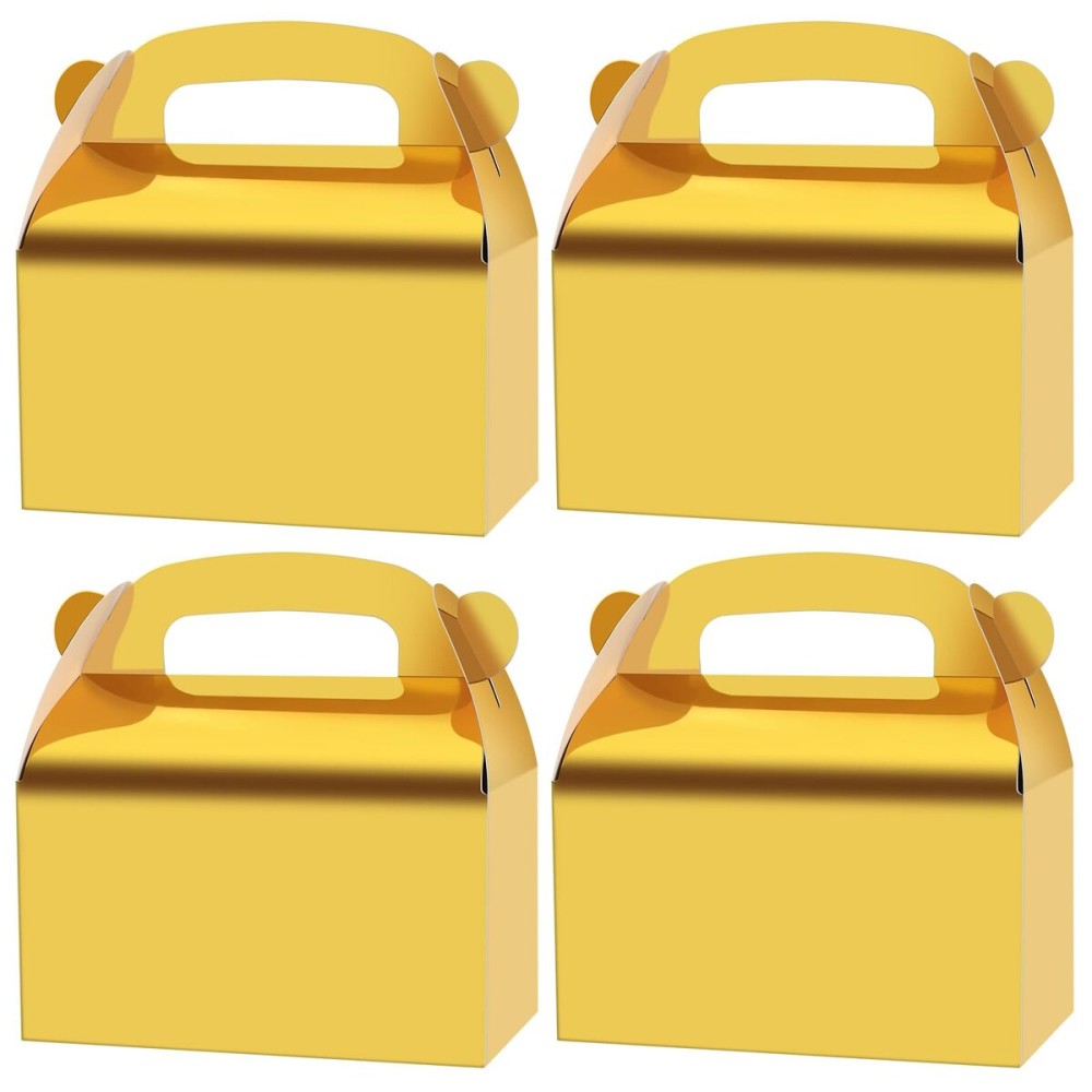 Oletx 30-Pack Gold Party Favor Treat Boxes, Goodie Boxes, Gable Paper Gift Boxes with Handles. Perfect for Wedding, Birthday, Graduation, Babyshower.