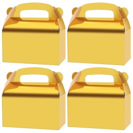 Oletx 30-Pack Gold Party Favor Treat Boxes, Goodie Boxes, Gable Paper Gift Boxes with Handles. Perfect for Wedding, Birthday, Graduation, Babyshower.