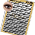 QUEWEL Lash Clusters 320Pcs Cluster Lashes 40D D Curl Lash Cluster Eyelash Extensions Mix9-16mm Individual Eyelashes Clusters Wispy Lash Clusters Thin Band Soft to Use at Home(40D D Mix9-16)
