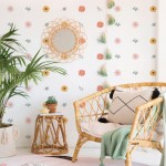 Daisy Wall Decals Boho Flower Wall Stickers 72 PCS for Girls Room Playroom Nursery, Removable Daisy Wall Decal Boho Peel and Stick Kids Room Decor Vinyl Murals DIY Decorations (12 Sheets)