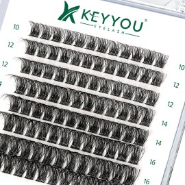 Lash Clusters 96pcs Individual Lashes D Curl 8-18MIX Cluster Lashes KEYYOU Volume Wispy Lash Extension Soft&Comfortable Easy DIY at Home(Y11 D-8-18MIX)