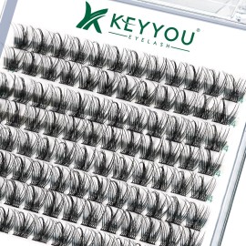 Lash Clusters,96 Pcs Cluster Lashes D Curl 14mm DIY Lash Extensions Eyelash Clusters,KEYYOU Volume Wispy Individual Lashes Soft&Comfortable Easy DIY at Home(Y09,D-14mm)