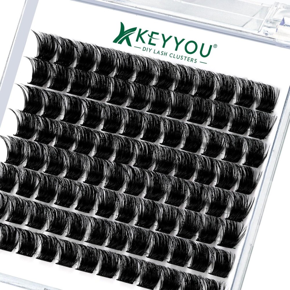 Lash Clusters,96 Pcs Cluster Lashes D Curl 12mm DIY Lash Extensions Eyelash Clusters,KEYYOU Volume Wispy Individual Lashes Soft&Comfortable Easy DIY at Home(Y04,D-12mm)